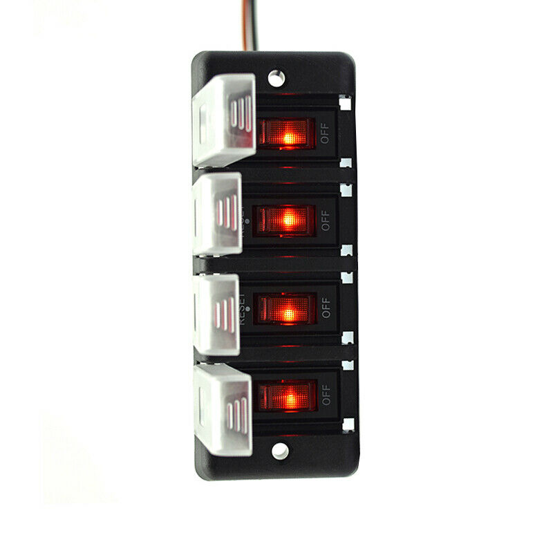 4 Gang 12V-24V Car RV Trailer Marine Boat Waterproof Toggle Switch Panel Red LED