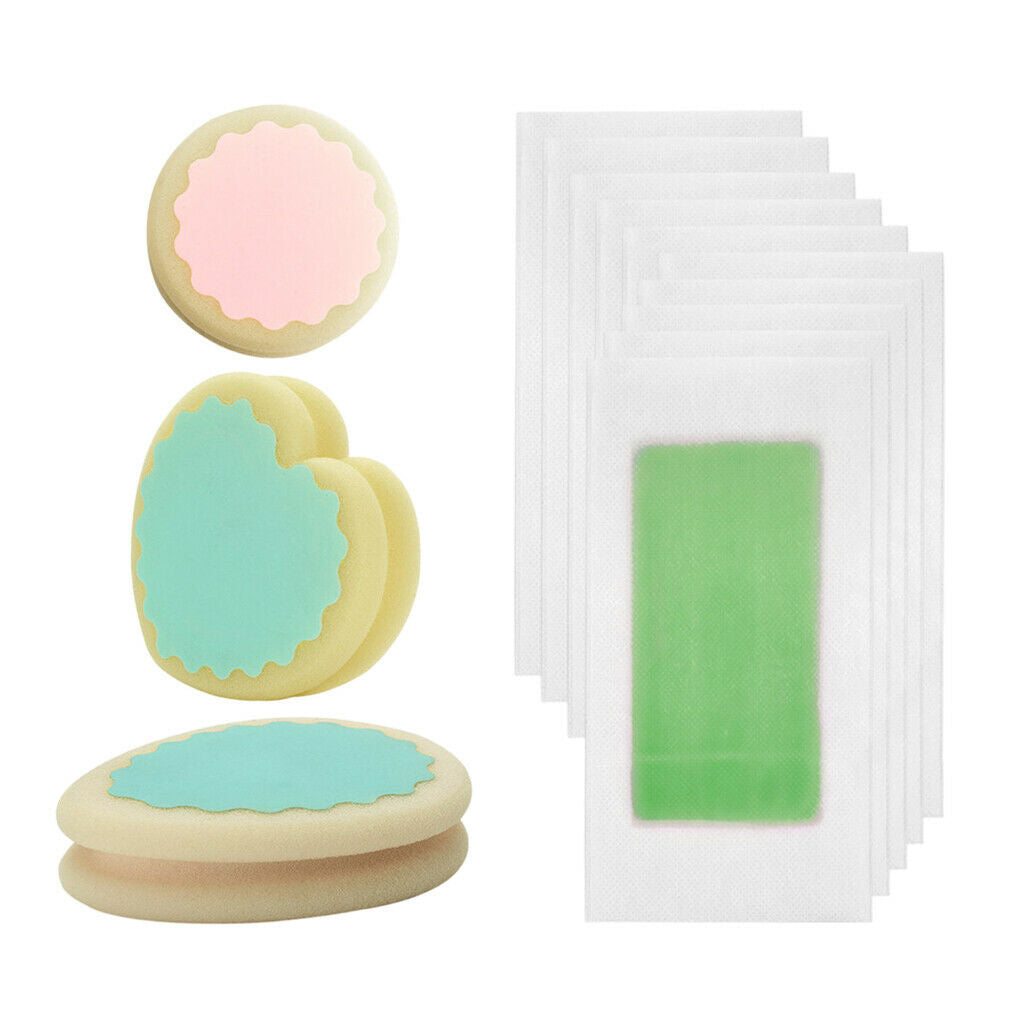 13pcs Depilaton Waxing Strips Arm Legs Bikini Hair Removal Sponge Pad Set Green