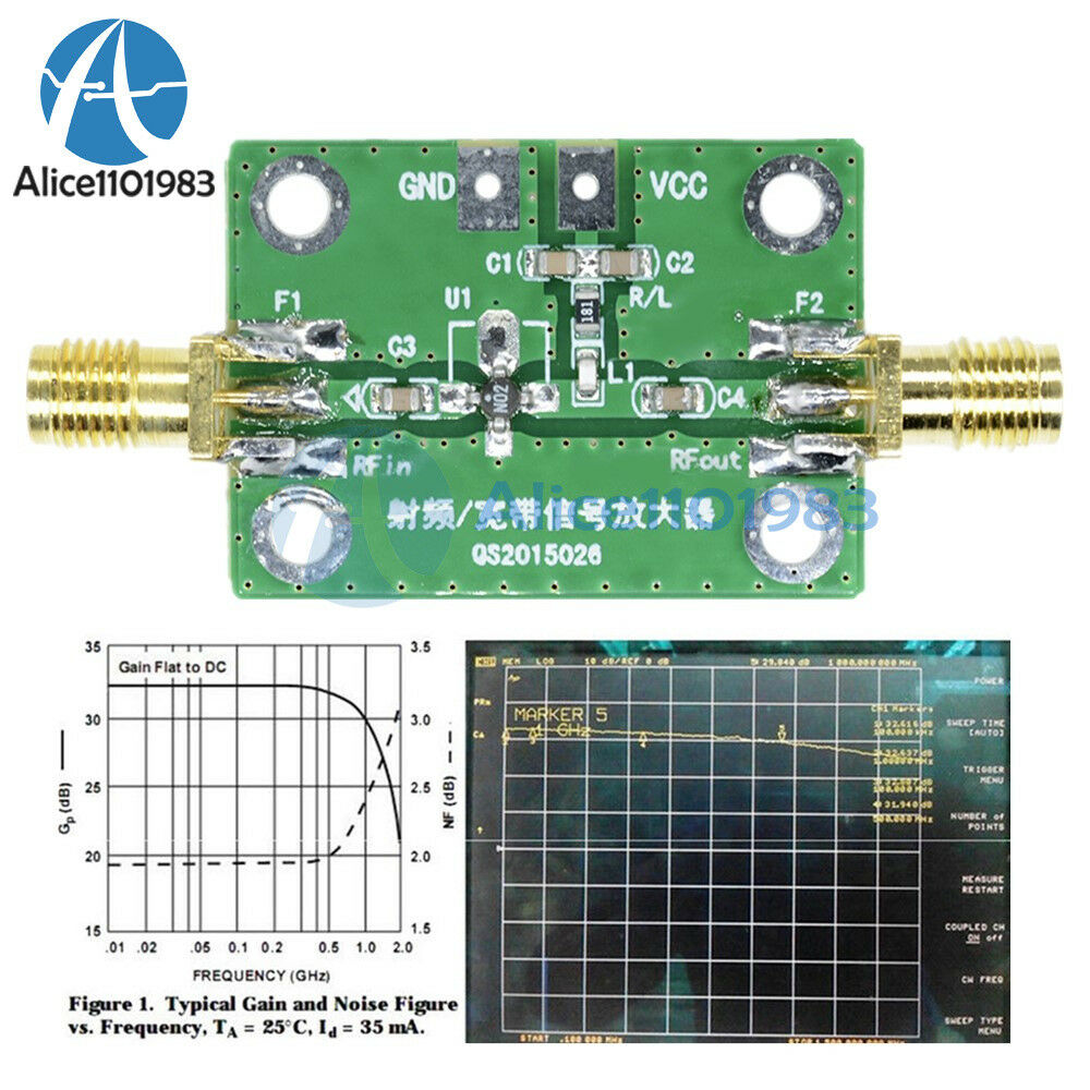 0.1-2000MHz RF Wideband Amplifier low-noise LNA Broadband Module Receiver 30dB