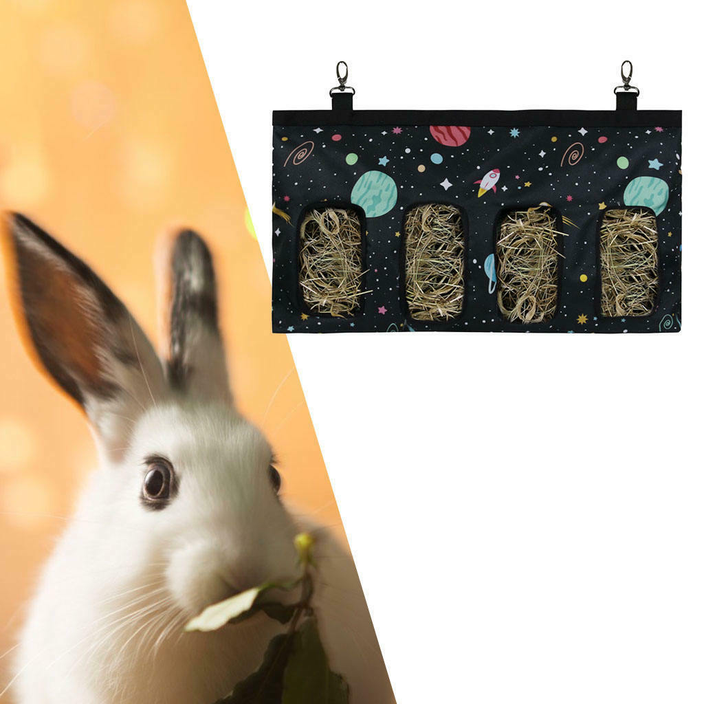 Rabbit Hay Bag Hanging Pouch Holder Feeder Cage Storage Pocket Sack Pack