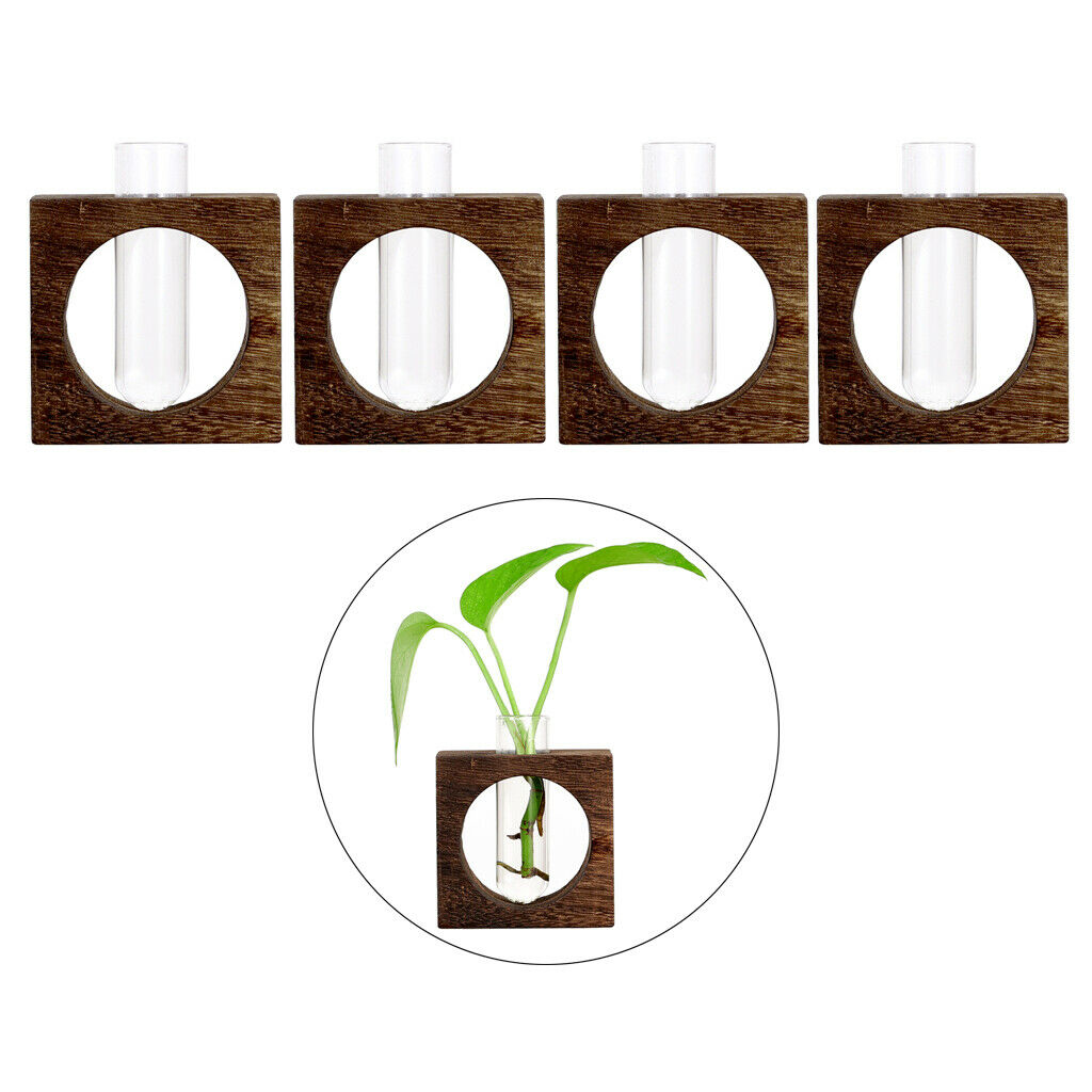 Pack 4 Desktop Test Tube Glass Vase Hydroponic Plants Planter Flowerpot