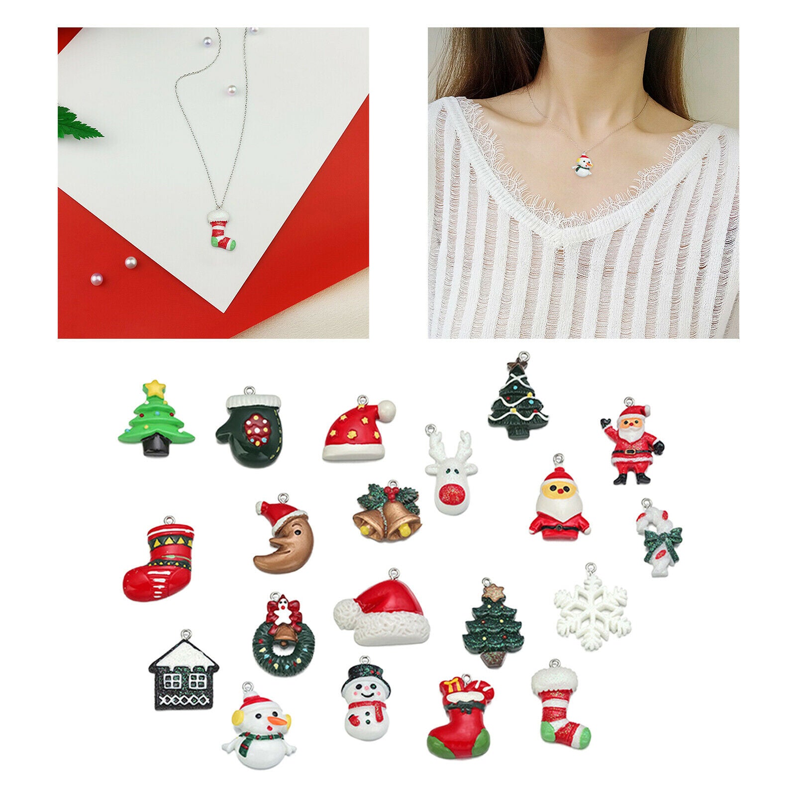 20x Charms Christmas Pendants for Necklace Bracelets Jewelry Making Crafting