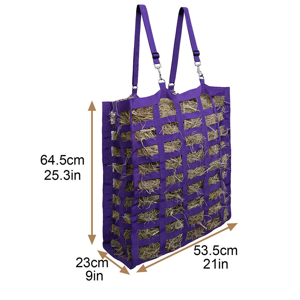 Horse Hay Bag Equestrian Adjustable Slow Feed Hay Net Tote Pouch for Cows Purple