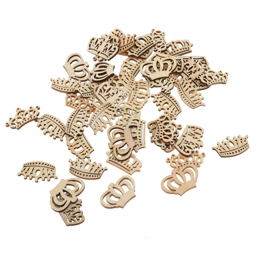 50pcs Crown Wooden Pieces Baby Shower Scrapbooking Embellishments DIY Craft