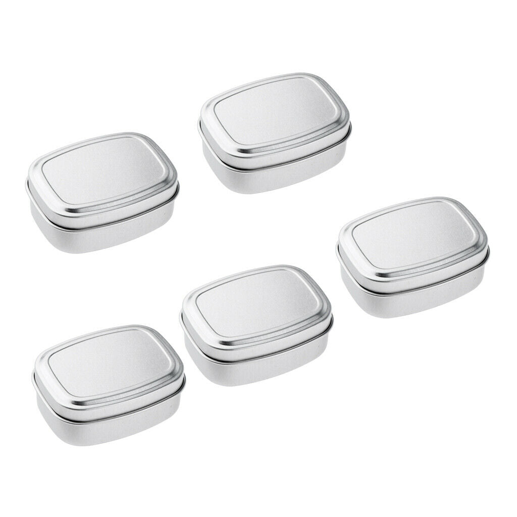 5pcs 60ml Square Aluminium Tin Pots Candles Salves Cans Jars Containers Case