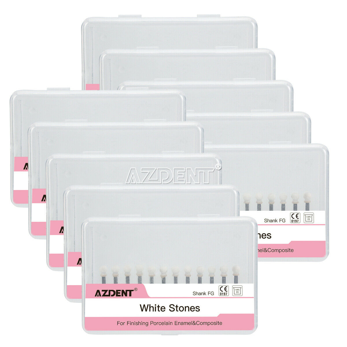 10X Dental Polishing FG Burs Abrasion Round Aluminum Oxide White Stone 12pcs/box