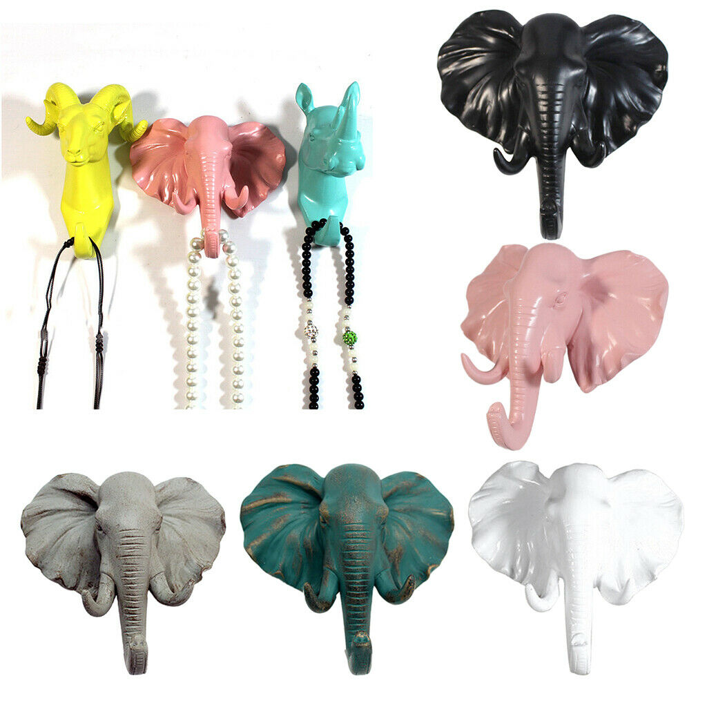 2 Pcs Decorative Hooks Wall/Door/Wardrobe Mounted Rack Elephant + Horse Pattern