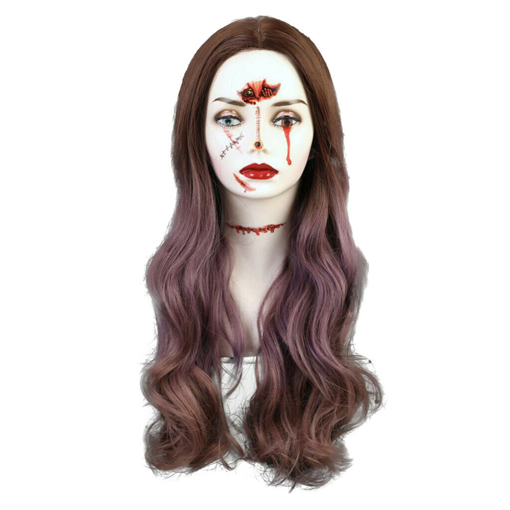 22" Synthetic Long Wavy Curly Hair Wig Center Parting For Halloween Party