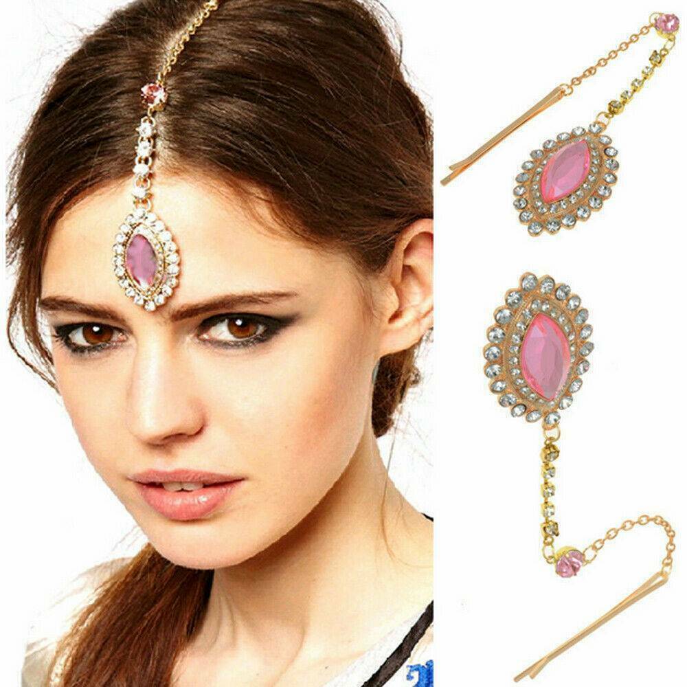 Women Forehead Rhinestone Pendant Head Chain Hairpiece Headband Bridal Jewellery