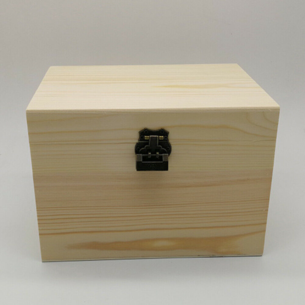 Wooden Treasure Chest Wood Box Case Necklace Jewelry Keepsake Trinket Storage