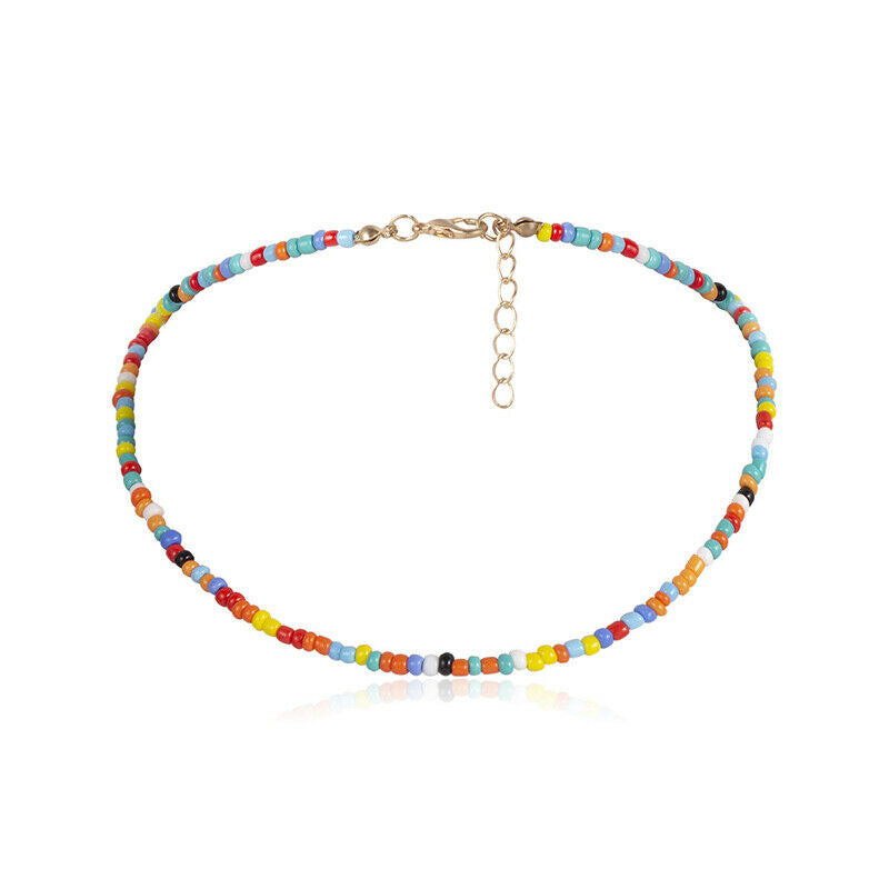 Boho Women Handmade DIY Beaded Letter Choker Necklace Charm Chain Jewelry Gif Rf