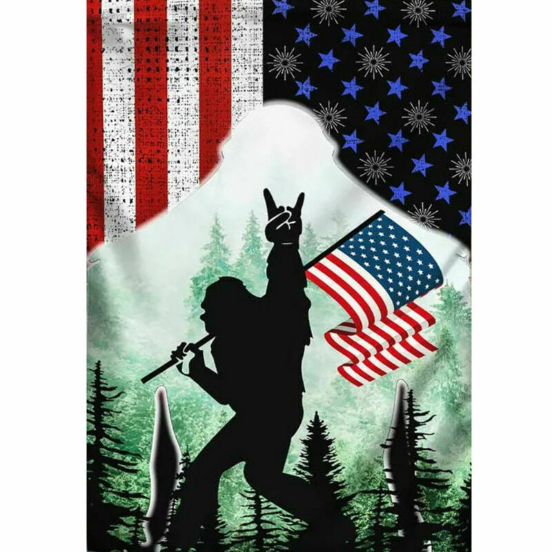 Bigfoot Sasquatch On Rock American Fla Garden Flag House Flag - Decor Gift
