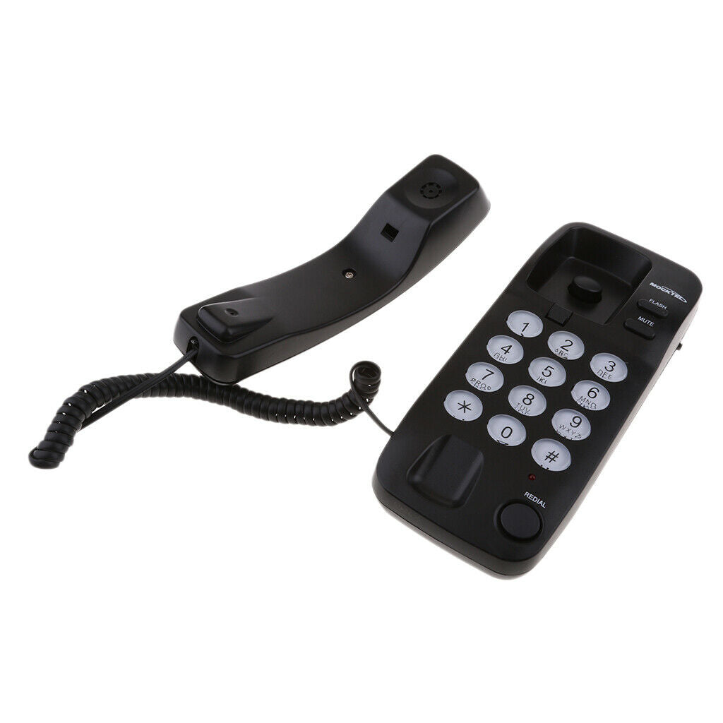 Multifunction Mini Corded Desk Phone Office Fixed Business Wired Black