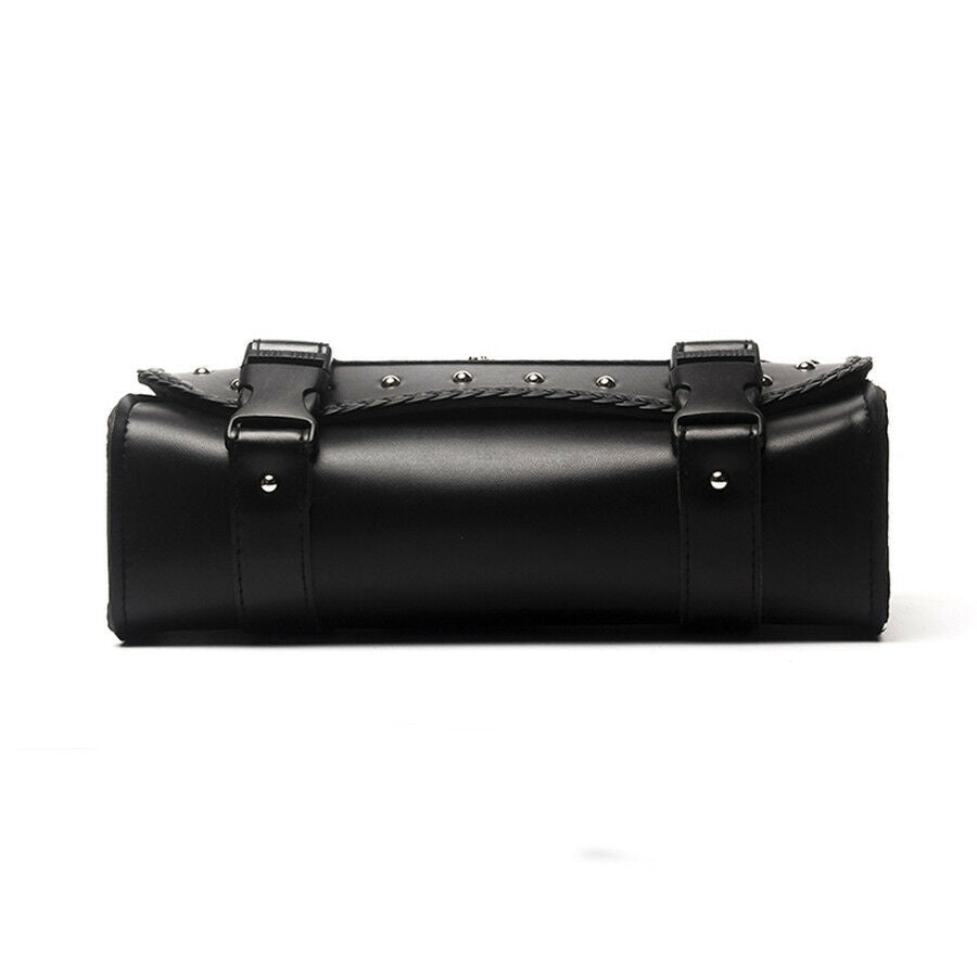 Motorcycle PU Leather Side Bag Saddle Bags Black For Sportster Kawasaki