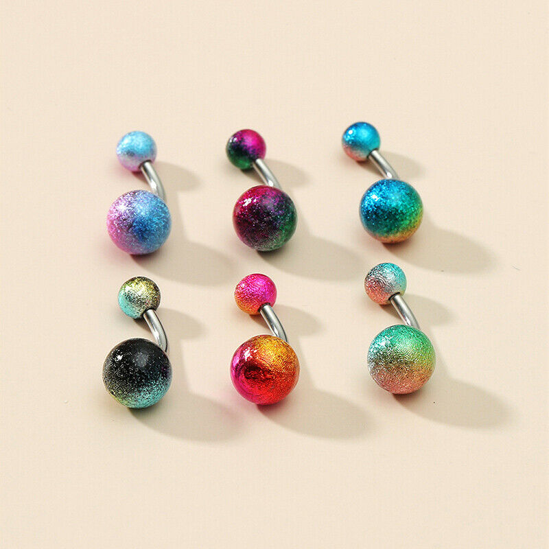 6Pcs Colorful Acrylic Belly Bars Pircing Navel Ring Stud Piercing Sexy Jewe XC