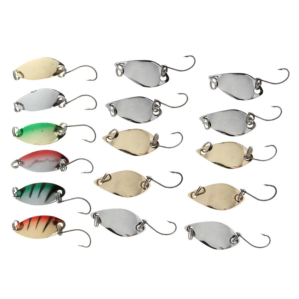 16pcs Assorted Fishing Spoon Lures Metal Hard Baits Sequins 2.5g/3.5g/5g/3g