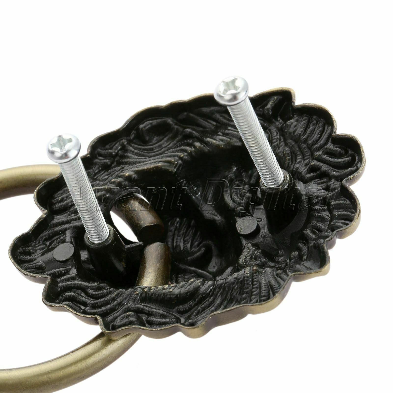 Classic Lion Head Furniture Cabinet Knobs Ring Closet Drawer Door Pull Handle