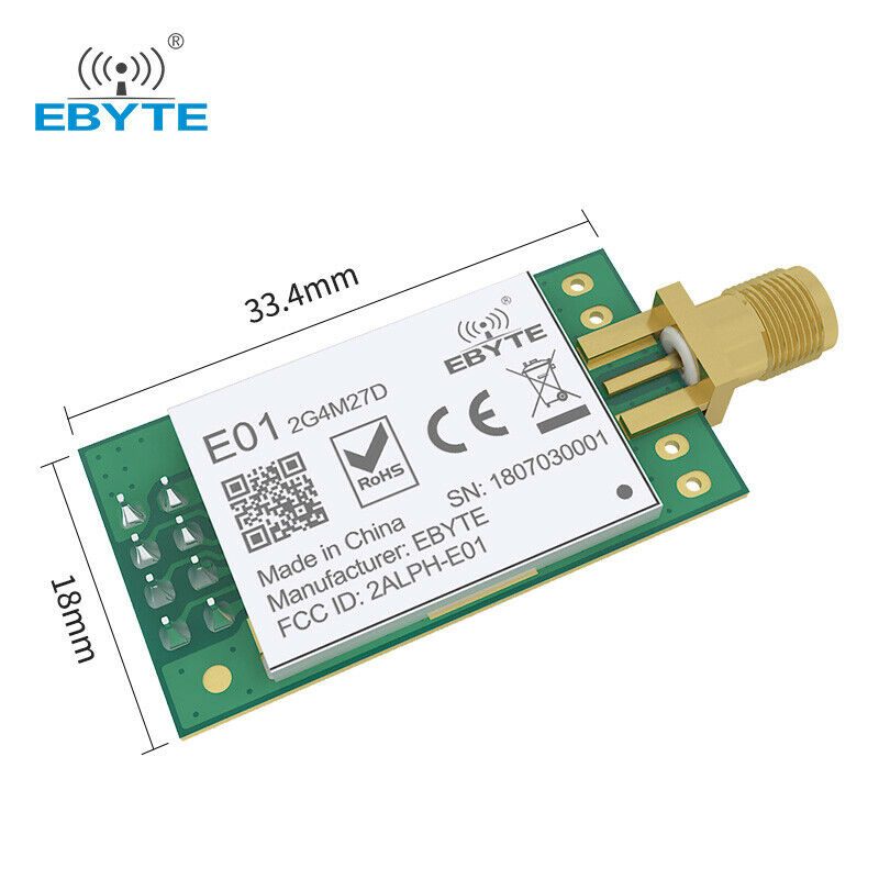 Nrf24l01p+pa+lna Wireless RF Transceiver Module E01-2G4M27D 27dBm SPI 2.4GHz 5km