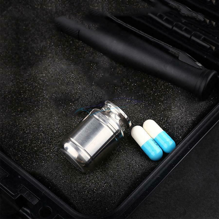 1 Piece Titanium Alloy Waterproof Pill Seal Case For Camping Survival Positions