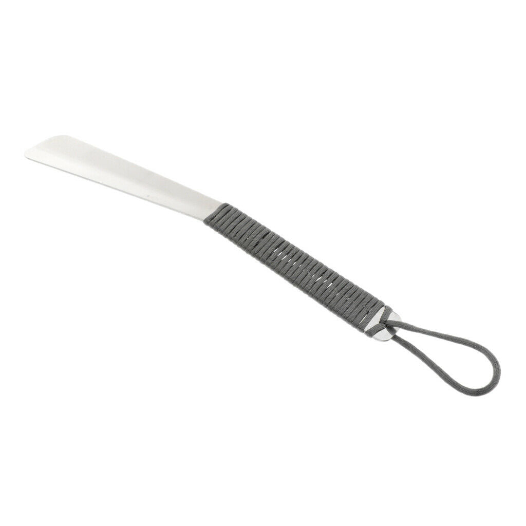 Stainless Steel Shoehorn with Paracord Long Handled Shoehorn Unisex Gray