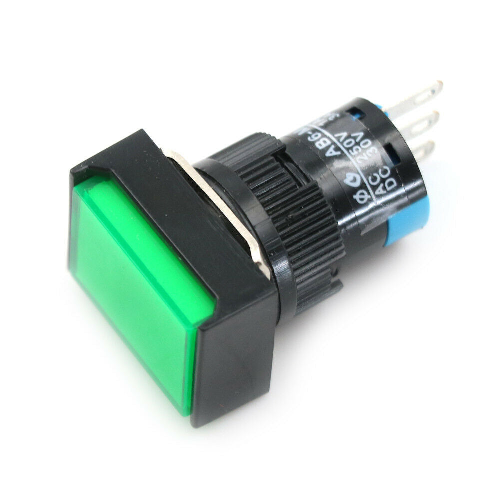 Momentary /Latching Push Button Switch Rectangular DC 12V/24V LED Light 5Pi WF