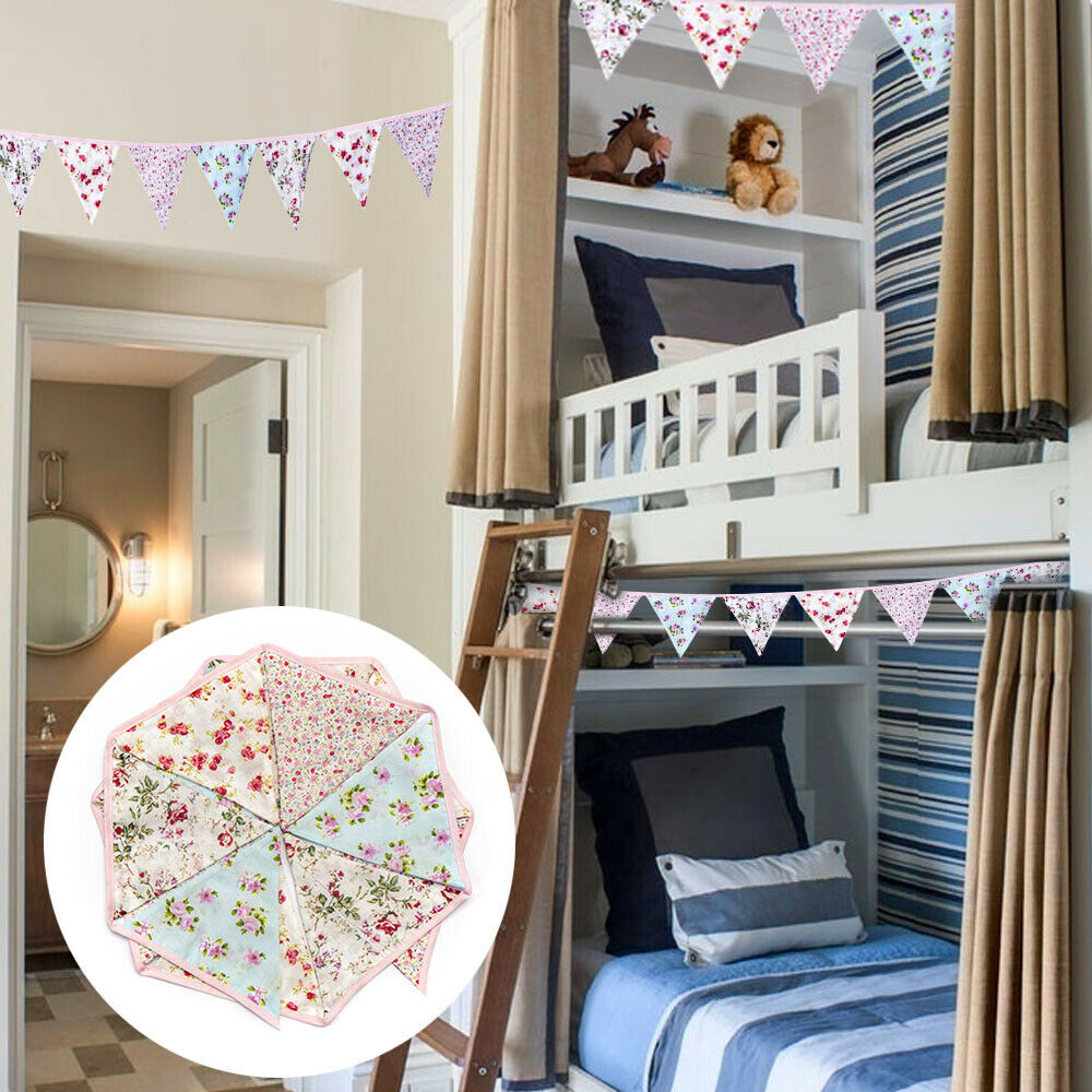 Fabric Bunting Wedding Birthday Party Christening Shabby Chic Handmade Ornaments