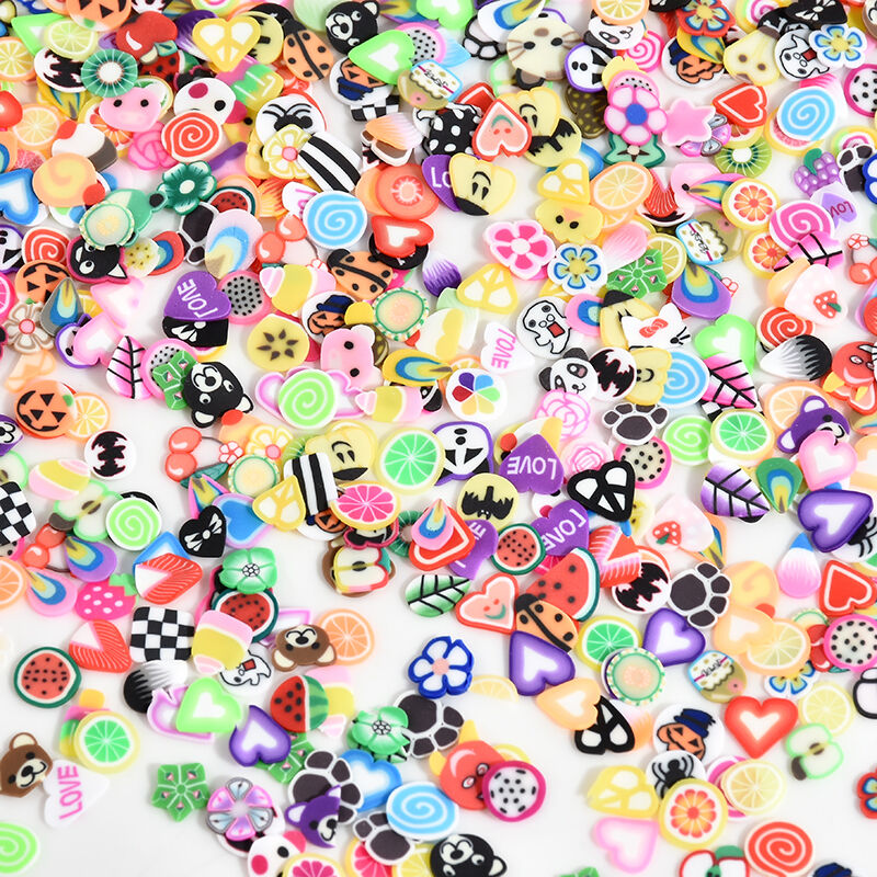 1000pcs DIY Mixed Theme Fimo Slice Clay Nail Art Tips Fruit Animals Decoration