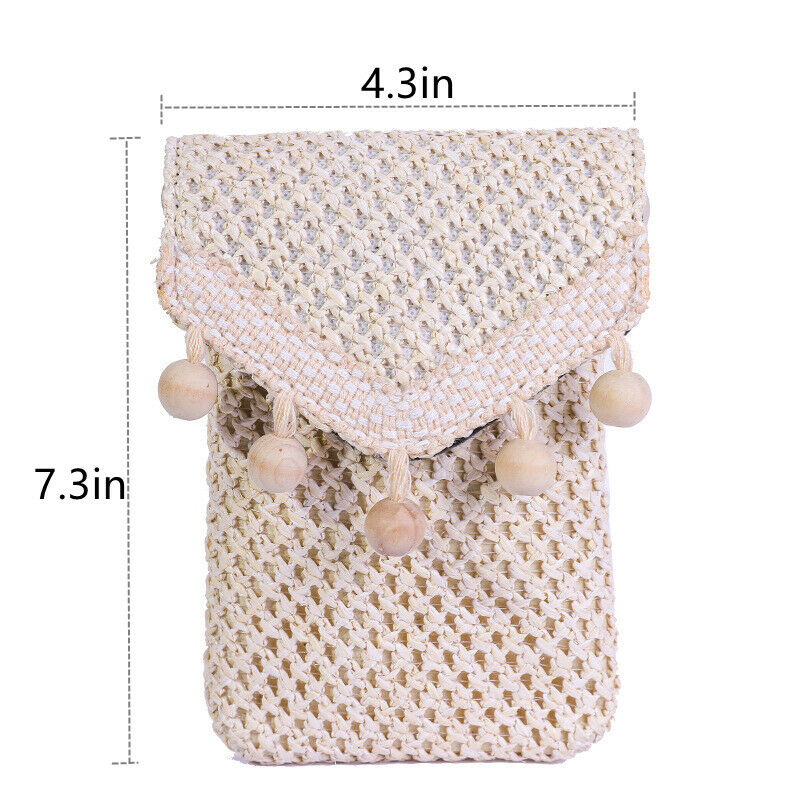 Woven Tassel Small Crossbody Shoulder Bag Cellphone Purse Mini Messenger