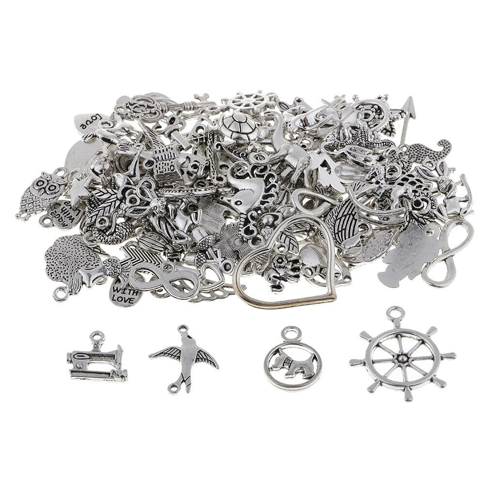 100pcs Assorted Many Style Alloy Charms Pendants Jewelry Making Accessories