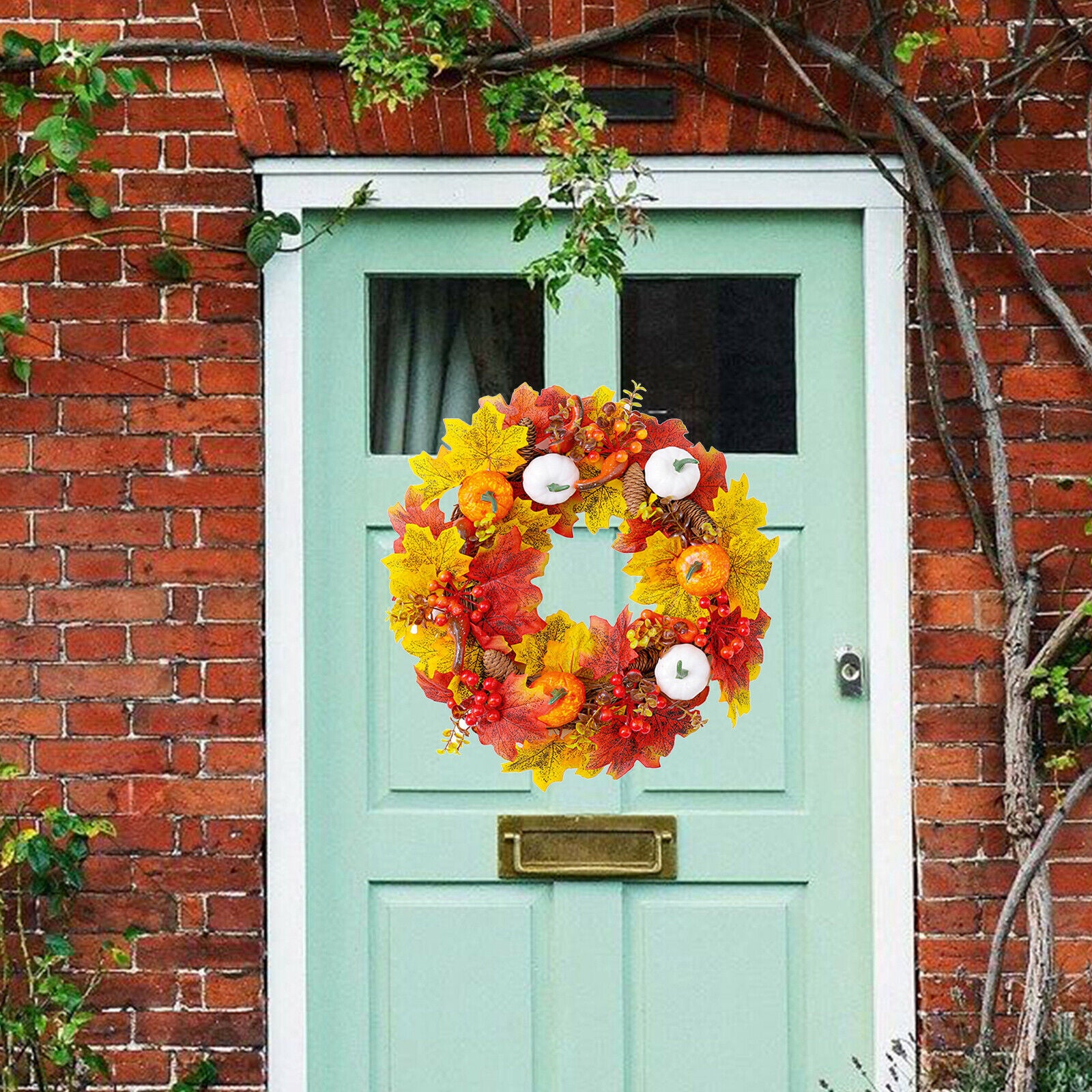Autumn Artificial Pumpkin Wreath Festival Thanksgiving Home Party Decor