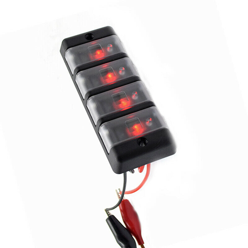 4 Gang 12V-24V Car RV Trailer Marine Boat Waterproof Toggle Switch Panel Red LED