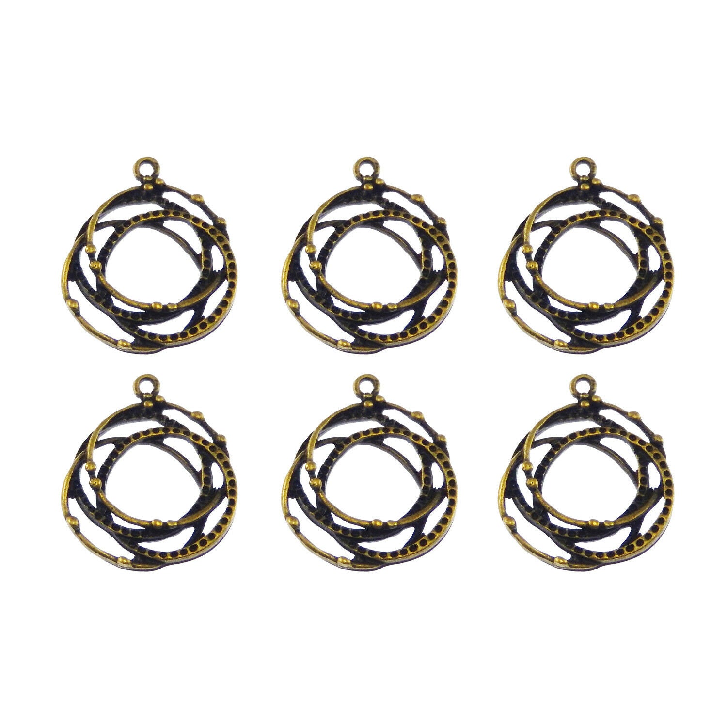 20 pcs Retro Bronze Intertwined Charm Pendant Earring Dangle DIY Making 30*22mm