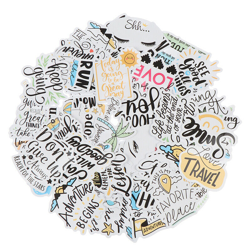 50x Motivational Phrases Quotes Waterproof Stickers For Diy Laptop Skateb.l8