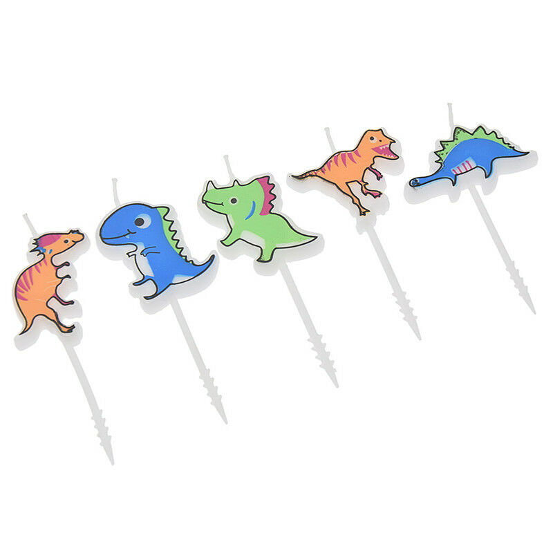 5x Dinosaur Birthday Candles Party Cake Topper Cartoon Cute Animal Home Supplies