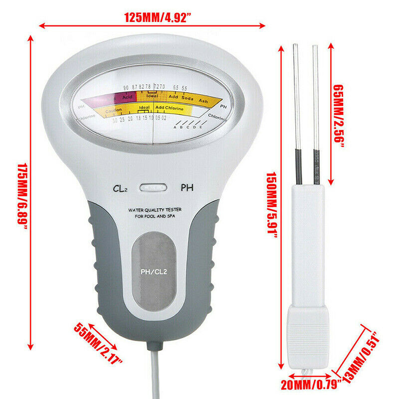 Portable 2in 1 Water Quality PH CL2 Chlorine Tester Level Meters For Swimming