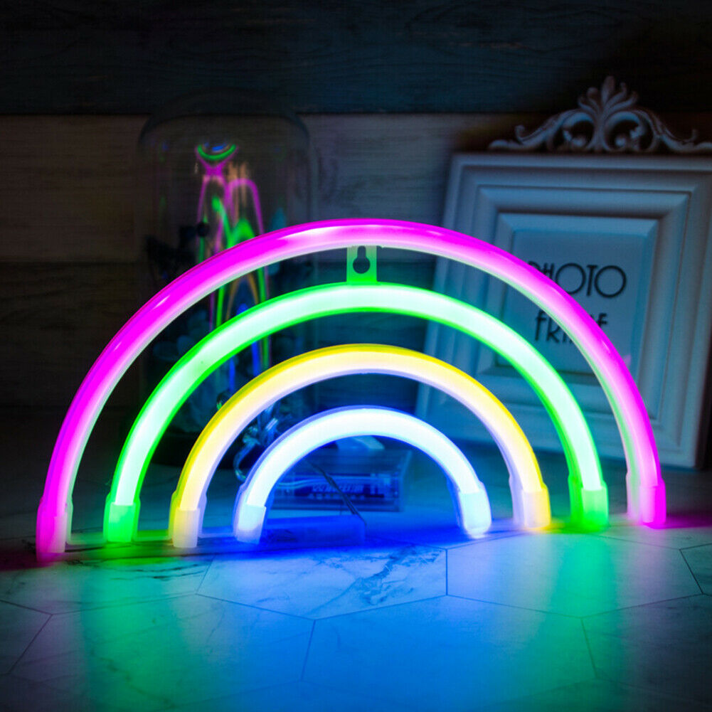 Creative Neon Sign Light Kids Room Night Lamp Mural Party Decor (Rainbow) @