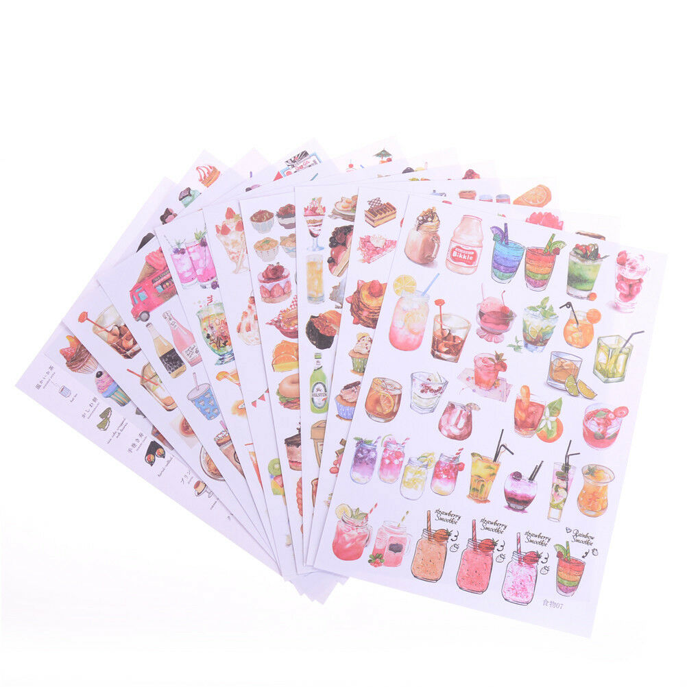 2Sheets Creative Food Drinks Diary Scrapbook Decoration DIY Stickers Toys .l8