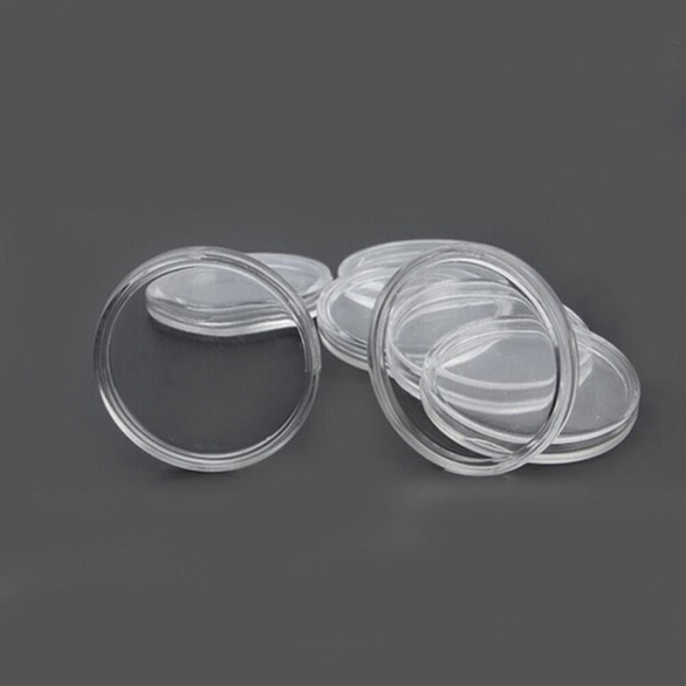 10pcs 19mm Clear Round Cases Coin Storage Capsules Holder Round Plasti.l8