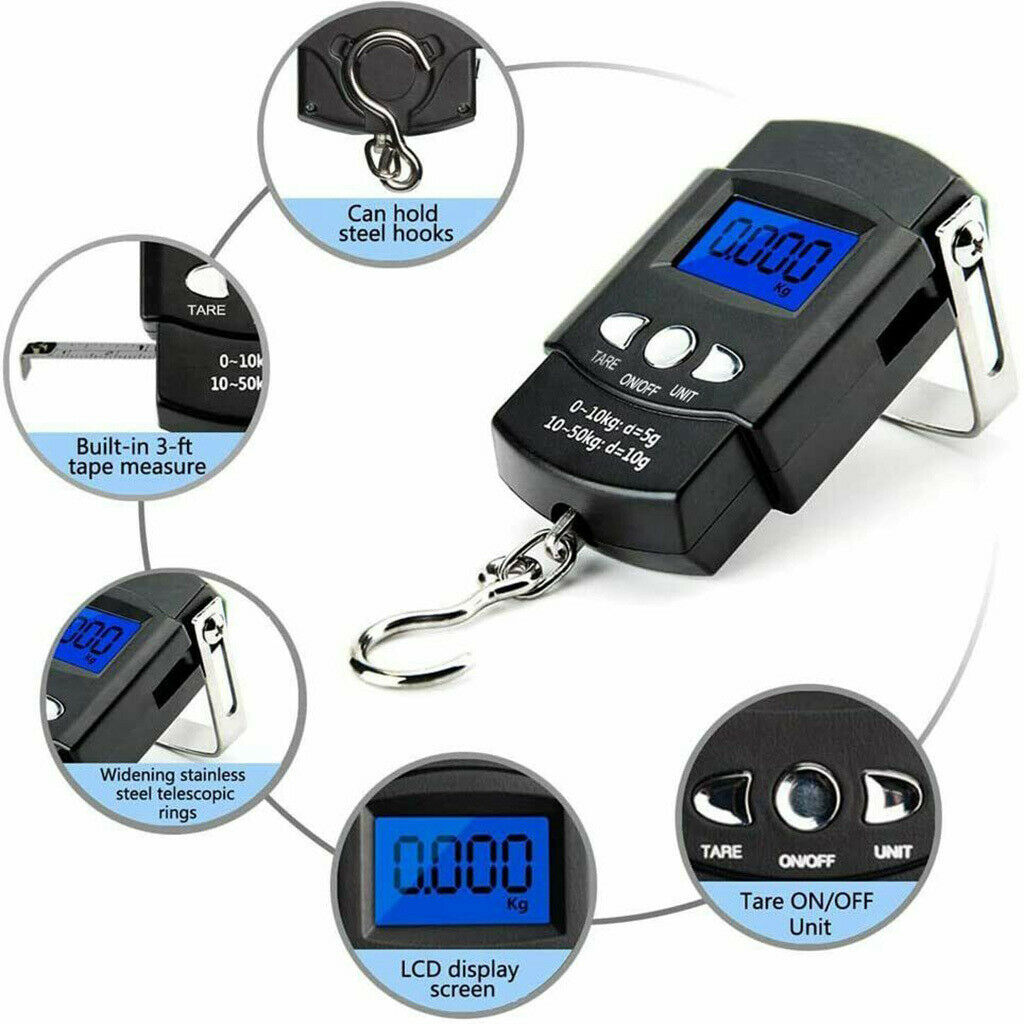 Digital Fishing Scale Portable Hanging Hook Electronic Fishing Luggage Weigher