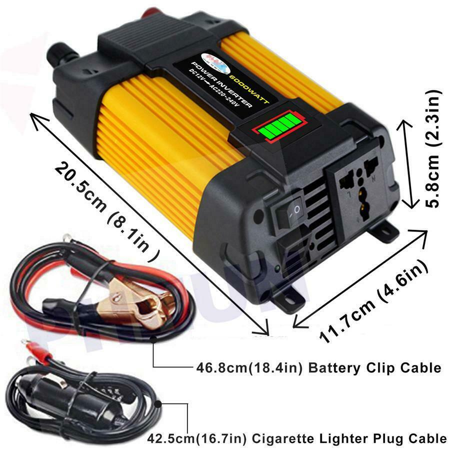 12V DC 6000W Peaks Power AC Car Power Inverter Solar Converter
