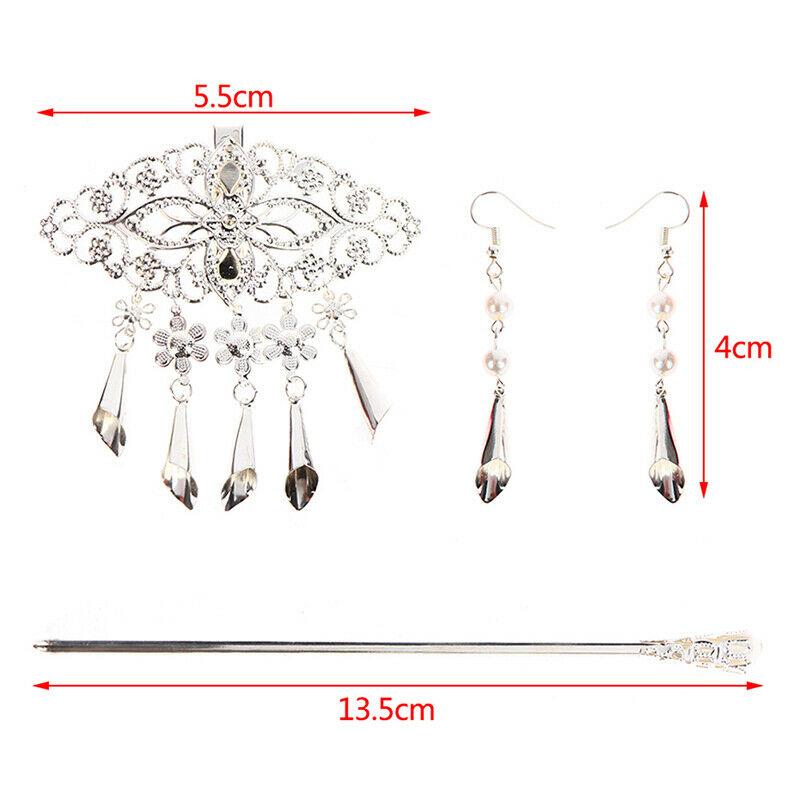 Handmade Chinese 1 Piece Hair Stick 1 Pair Earrings 1 Clip Bun Hair AccessorFCA