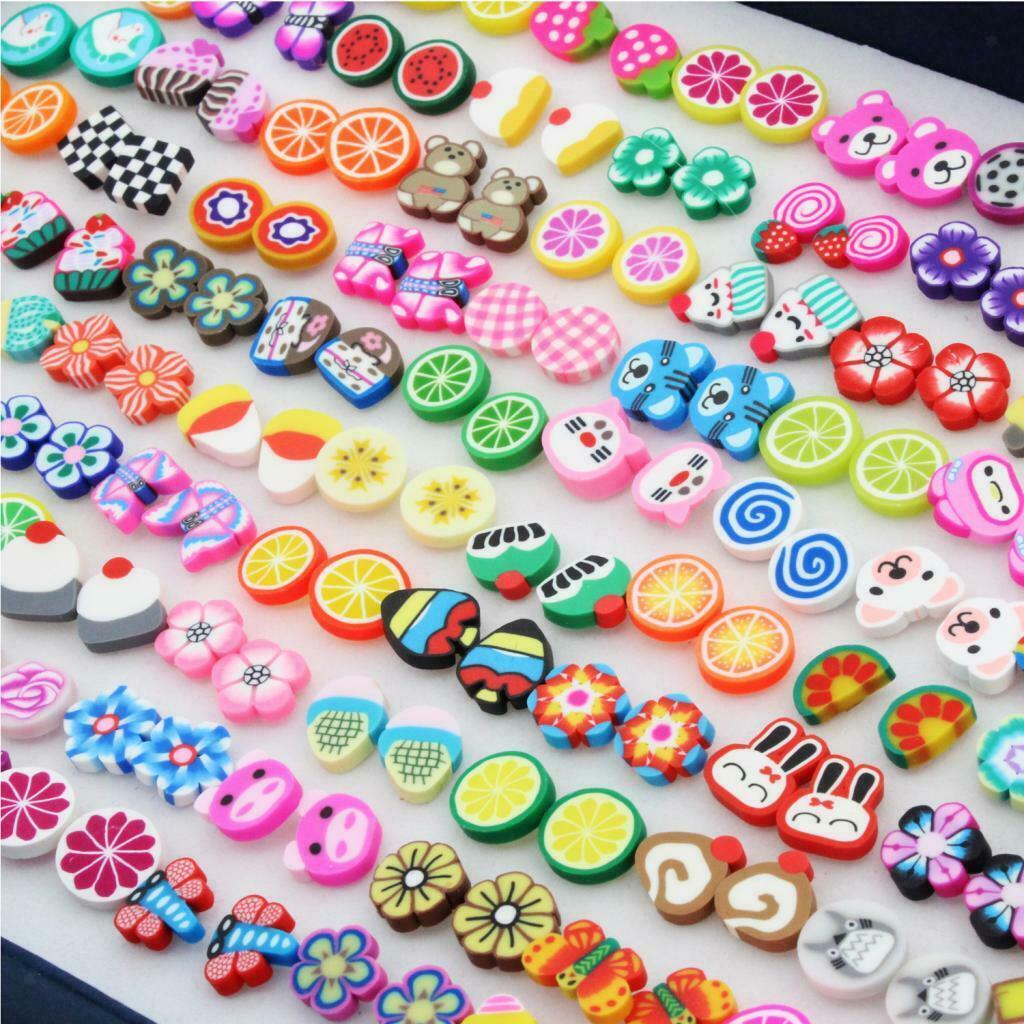 100 pairs of Funny Cartoon Cute Fruit Earrings Ear Stud Set Wholesale