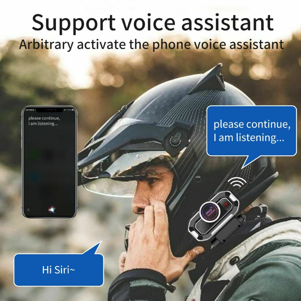 Bluetooth 5.0 Motorcycle Helmet Earphone Headphone FM Radio Mic Headset