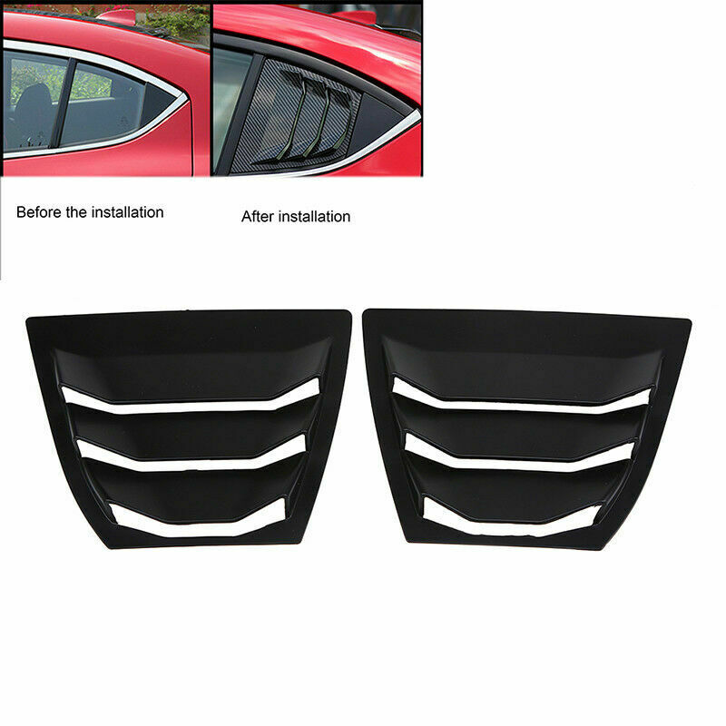 Pair Window Scoop Louvers Cover Matte Black Fits Mazda 3/Axela Sedan 2014-2021