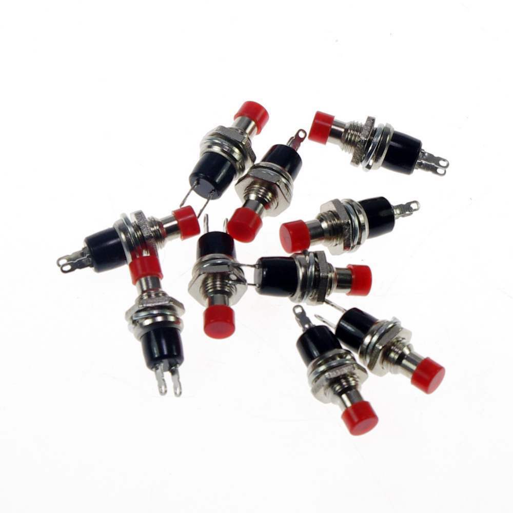 10 x Small Red Circuit Control  Momentary Type Push Button Switch PBS-110 KAX-3