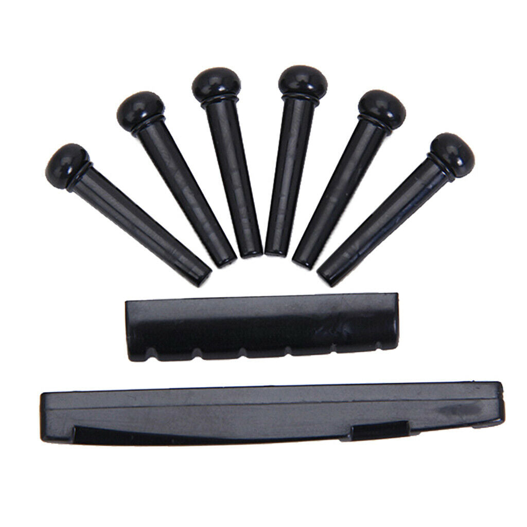 8pcs/set Black Saddle Nut and Bridge Pins for 6 String Acoustic Guitar
