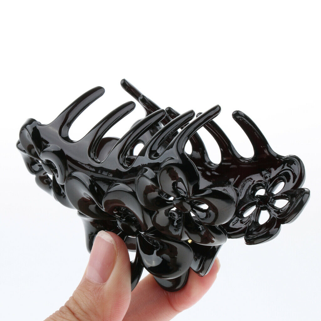 Womens Girls Hair Claw Clip Jaw StrongTeeth Claw for Hair Makeup Tool Black