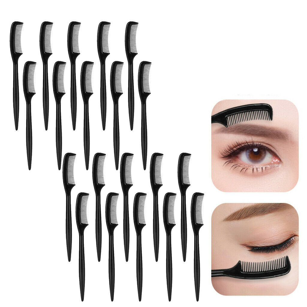 20 Pieces Mini Eyebrow or Eyelash Comb Disposable Brushes for Makeup - Black