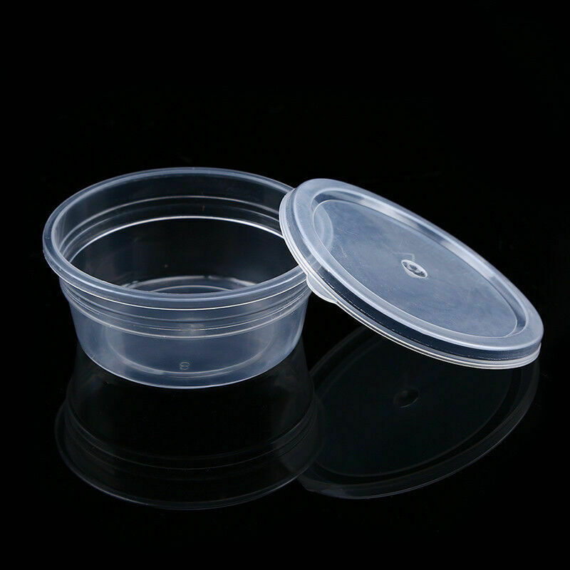 Round Food Containers Plastic Clear Storage Deli Pots w/ Lids Takeaway Box 10pcs