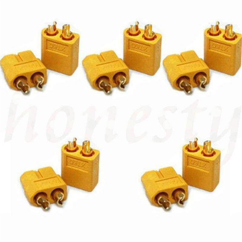 2 Pairs T60 Male & Female Bullet Connectors Plugs for RC Lipo Battery